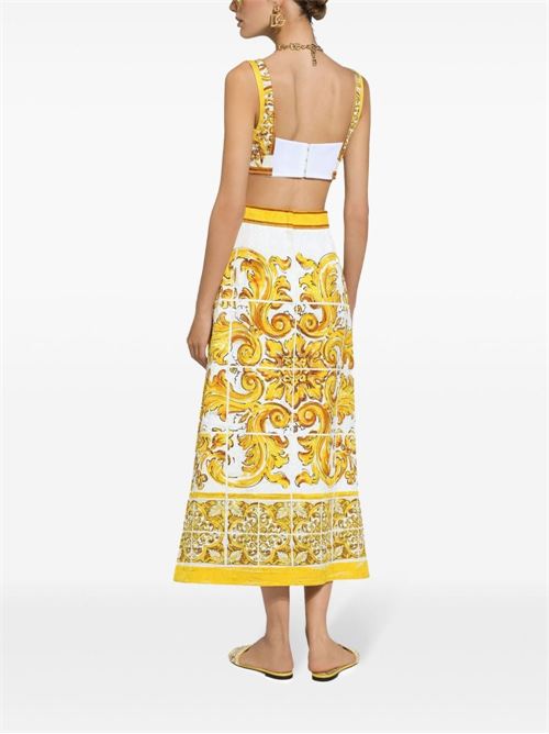 Midi skirt with majolica print DOLCE & GABBANA | F4CUNTFPTAXHG5DQ